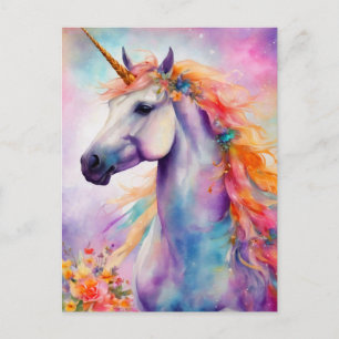 Pastel Färg Unicorn Vykort