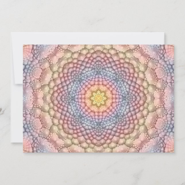 Pastel Färg Vintage Fractal Kaleidoscope Inbjudningar (Framsida)