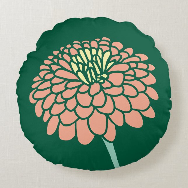 Pastel färg Zinnia-blommans konstform anpassningsb Rund Kudde (Framsidan)