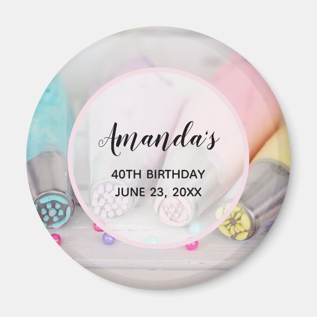 Pastel Färgad Cake Decortor Verktyg Birthday Magnet (Framsidan)