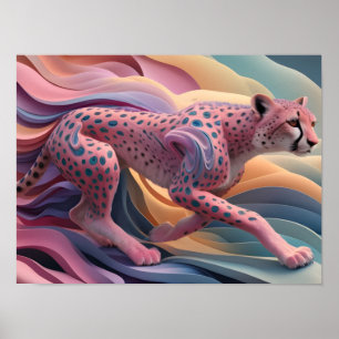 Pastel-Färgad Cheetah Abstrakt Tapet Poster