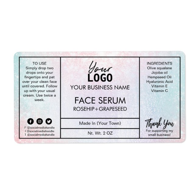 Pastel Färgad Cotton Candy Ansikte Serum Fraktsedel (Framsidan)
