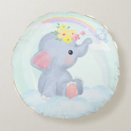 PASTEL FÄRGAD CUTE BABY ELEPHANT RUND KUDDE
