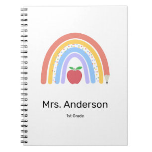 Pastel Färgad Rainbow Teacher Anteckningsbok