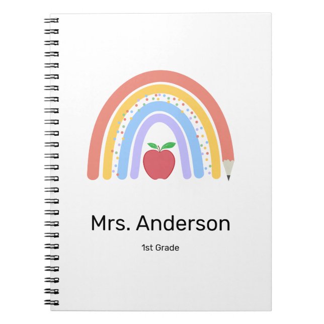 Pastel Färgad Rainbow Teacher Anteckningsbok (Framsidan)