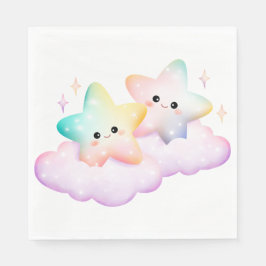 PASTEL FÄRGAD SMILJER STAR OCH STÄNGDER PAPPERSSERVETT