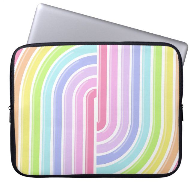 PASTEL FÄRGAD STRIPED MÖNSTER LAPTOP FODRAL (Framsidan)