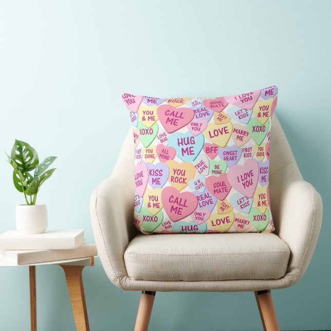 PASTEL FÄRGAD VALENTINE HEART MEDDELANDECANDIER KUDDE (Stol)