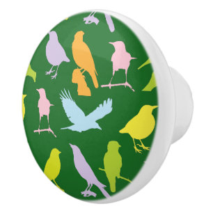 Pastel Färgad Variety of Birds Mönster Knopp