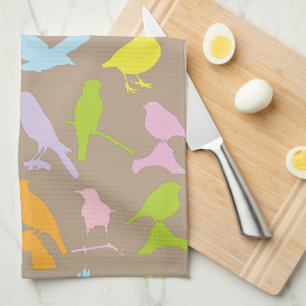 Pastel Färgad Variety of Birds Mönster Kökshandduk