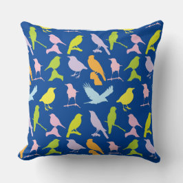 Pastel Färgad Variety of Birds Mönster Kudde