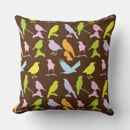 Pastel Färgad Variety of Birds Mönster Kudde
