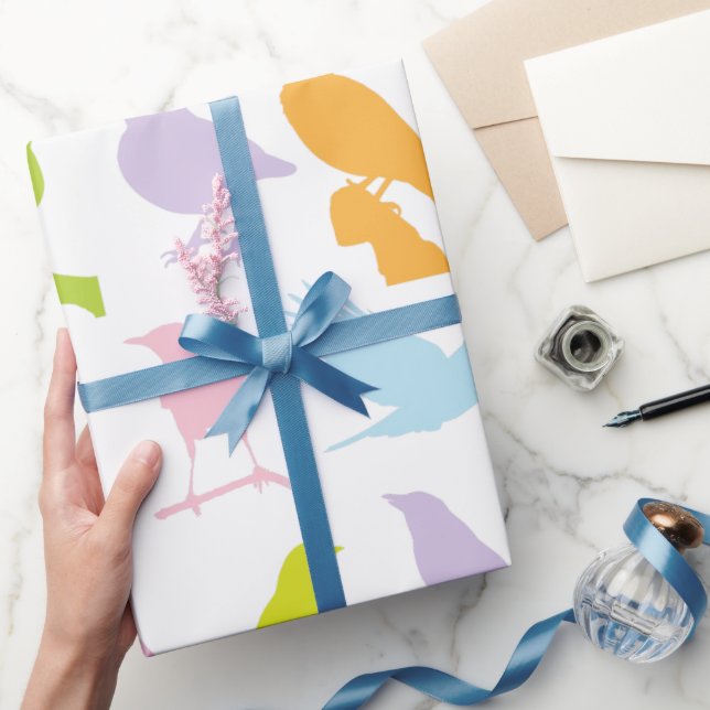 Pastel Färgad Variety of Birds Mönster Presentpapper (Gåvor)