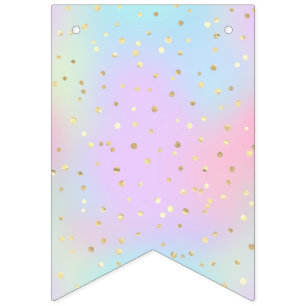 Pastel Färger Blue Rosa Lila Small Bright Golden Vimplar