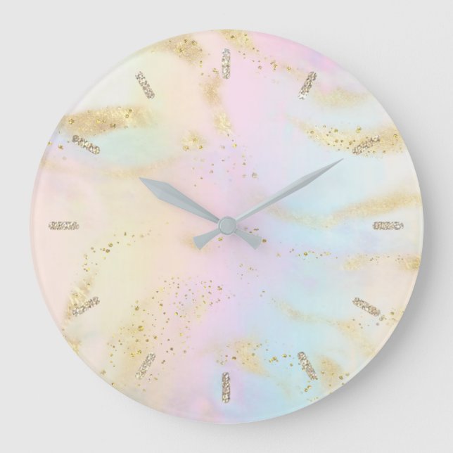 pastel färger faux glitter, effekt stor klocka (Framsida)