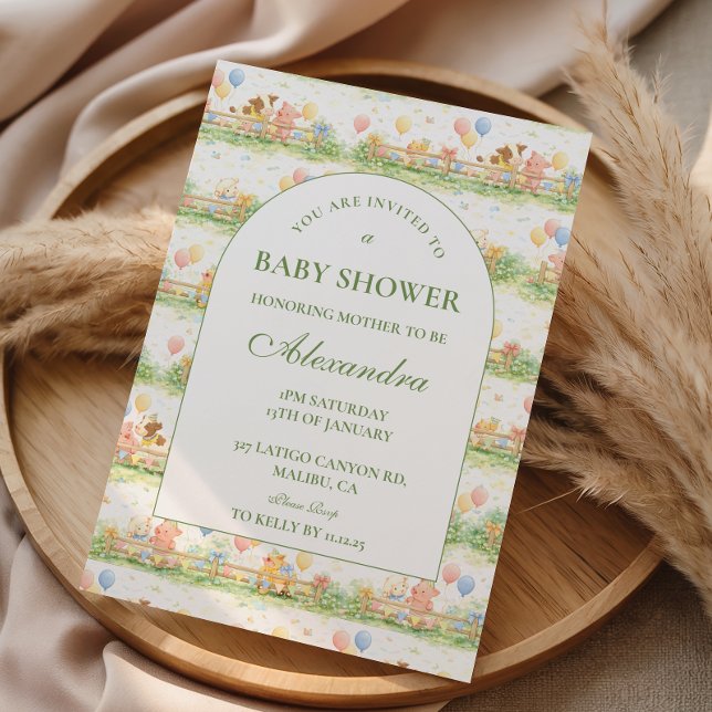 Pastel Farm Animals Garden Baby Shower Inbjudningar (Skapare uppladdad)