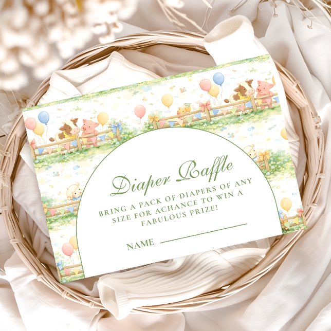 Pastel Farm Animals Garden Diapper Raffle Tilläggskort (Skapare uppladdad)