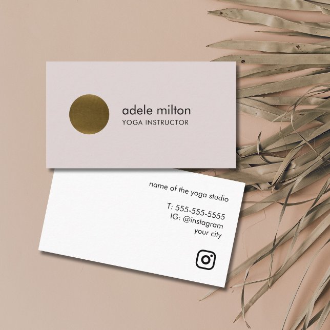 Pastel Faux Copper Circle Yoga, minimalistisk Eleg Visitkort (Skapare uppladdad)