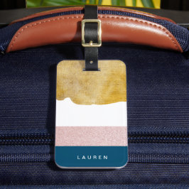 Pastel Faux Guld Monogram Luggage Tag Bagagebricka