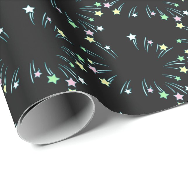 Pastel Fireworks Stars Wrapping Papper Presentpapper (Rullad Hörn)