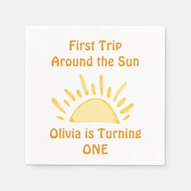 Pastel First Resa runt Födelsedagsfesten Sol Pappersservett (Framsidan)