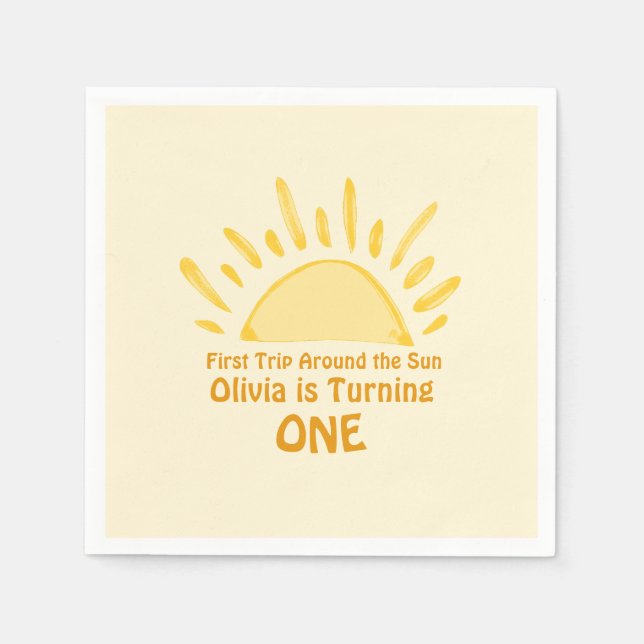 Pastel First Resa runt Födelsedagsfesten Sol Pappersservett (Framsidan)