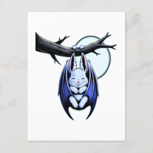 Pastel Fladdermus Bunny Spooky Cute Halloween Helg Vykort