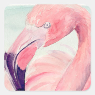 Pastel Flamingo Fyrkantigt Klistermärke