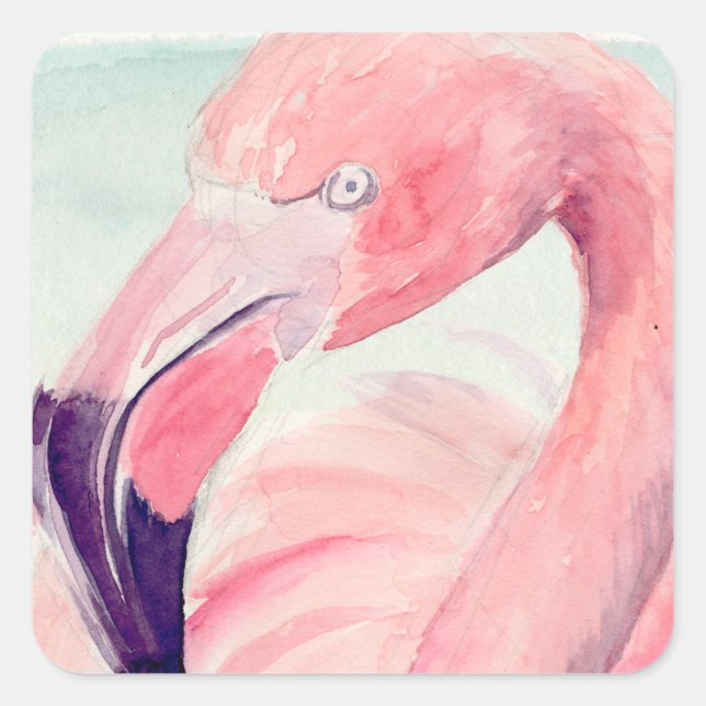 Pastel Flamingo Fyrkantigt Klistermärke (Framsida)