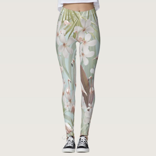 Pastel Flamingo Jungle Kärlek #1 #tropical #wall Leggings (Framsida)