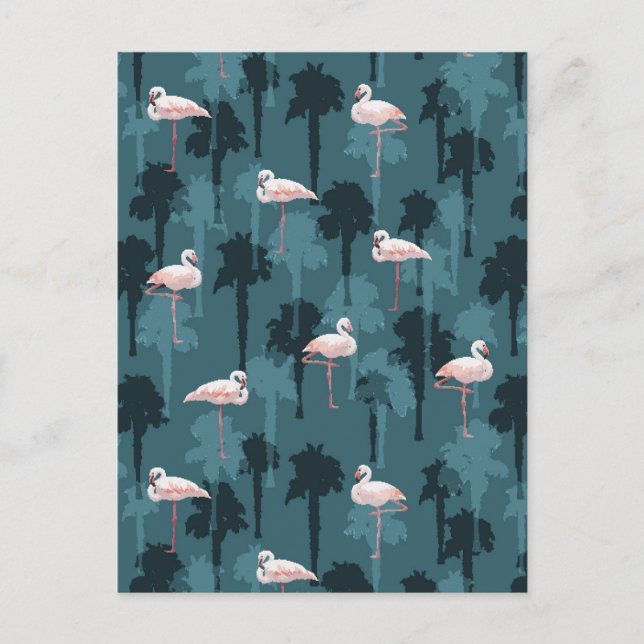 Pastel Flamingos på skalet Vykort (Framsida)