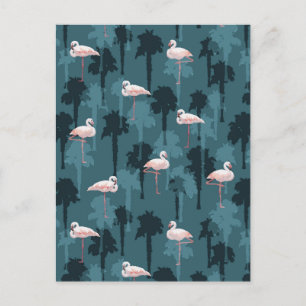 Pastel Flamingos på skalet Vykort