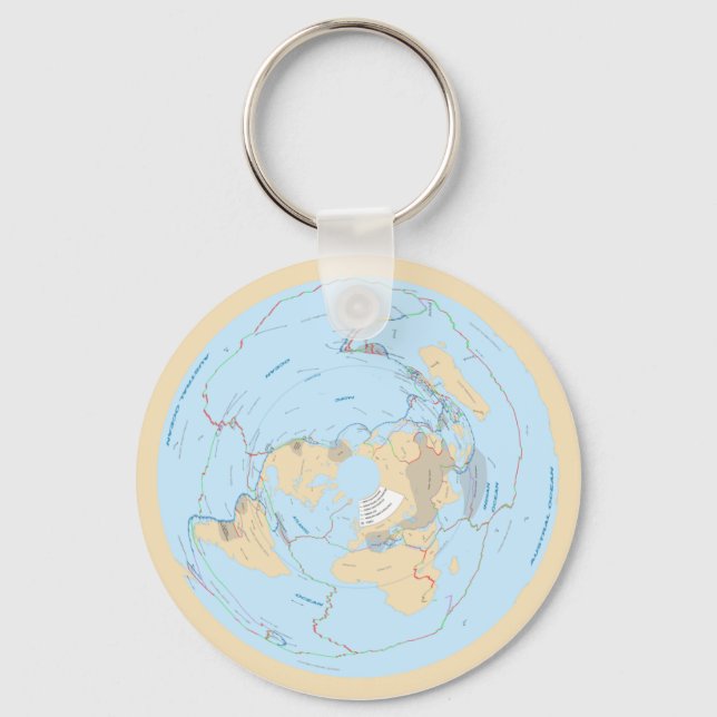 Pastel Flat Earth Tectonic Plate AE Karta Keychain Nyckelring (Framsida)