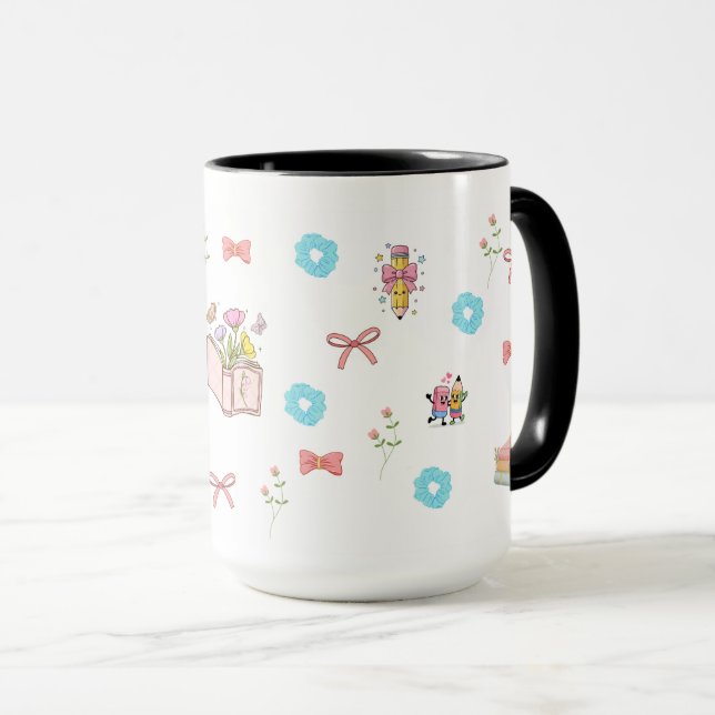 Pastel Floral Book Aesthetic  Mugg (Framsida höger)
