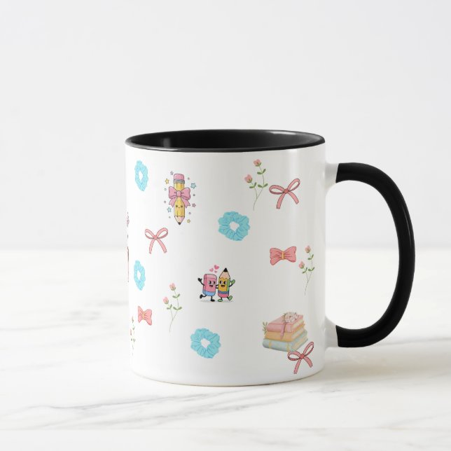 Pastel Floral Book Aesthetic Two-Tone Mug Mugg (Höger)