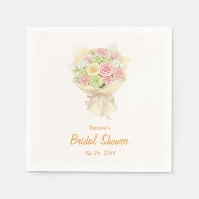Pastel Floral Bridal Shower bouquet  Pappersservett (Framsidan)