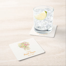 Pastel Floral Bridal Shower bouquet  Underlägg Papper Kvadrat