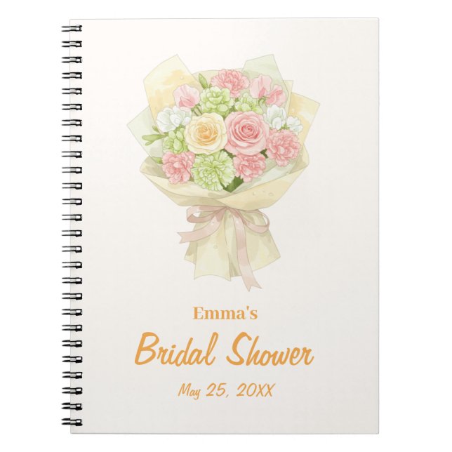 Pastel Floral Bridal Shower bouquet wedding  Anteckningsbok (Framsidan)