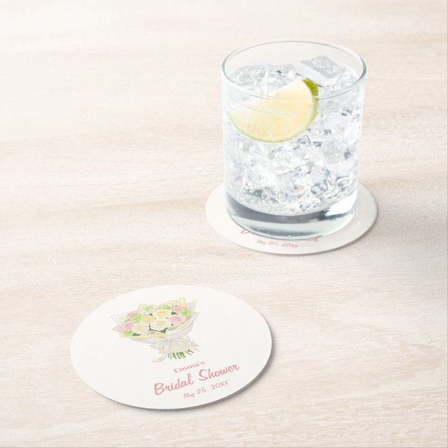 Pastel Floral Bridal Shower  – Japanese-Asian Underlägg Papper Rund (Insitu)