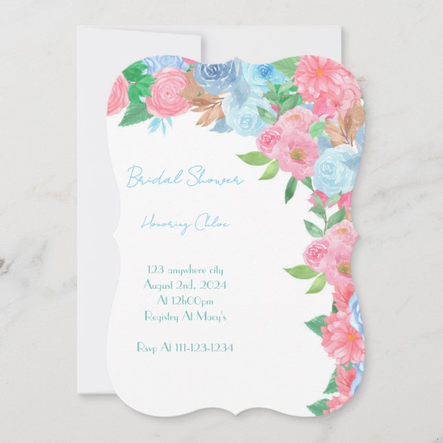 PASTEL FLORAL BRIDAL SHOWER SPRING SUMMER INBJUDNINGAR (Framsida)