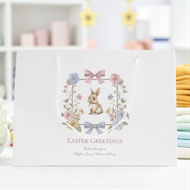 Pastel Floral Bunny Easter Wishes Gift Bag (Skapare uppladdad)