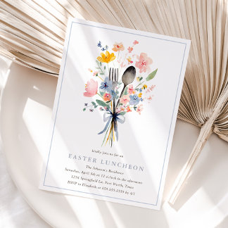 Pastel Floral Easter Luncheon Elegant Inbjudningar