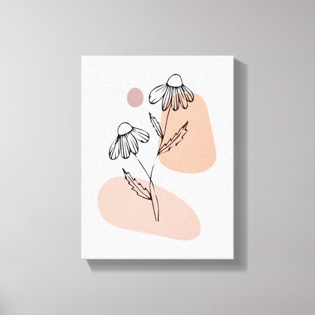 Pastel Floral Line Art – Modern Canvas Print (Framsida)