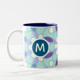 Pastel Floral Mandala Monogram Letter Design Två-Tonad Mugg
