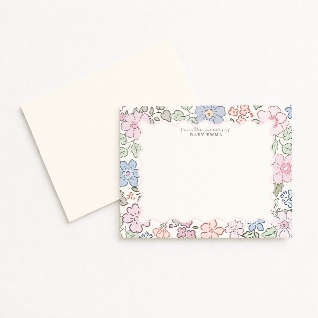 Pastel Floral Nursery Frame Note Card Inbjudningar (Skapare uppladdad)