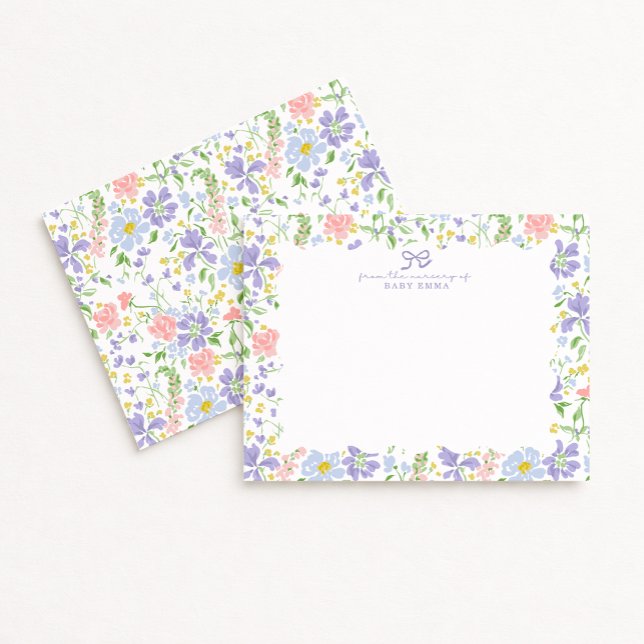 Pastel Floral Nursery Note Card for Baby Girl Inbjudningar (Skapare uppladdad)
