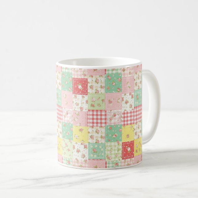 Pastel Floral Patchwork Picnic Pattern (5) Kaffemugg (Framsida höger)