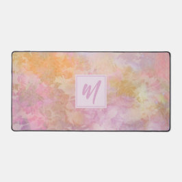 Pastel Floral Pattern Chic Script Monogram