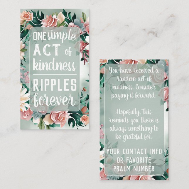 Pastel Floral Pay it Forward Random Act Kindness Visitkort (Fram/baksida)