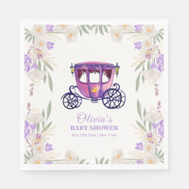 Pastel Floral Princess Carriage Girl Baby Shower  Pappersservett